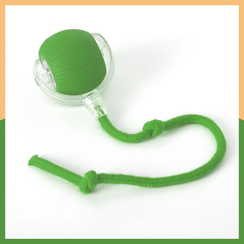 Silicone rolling cat toy ball available in red, green, and grey colours