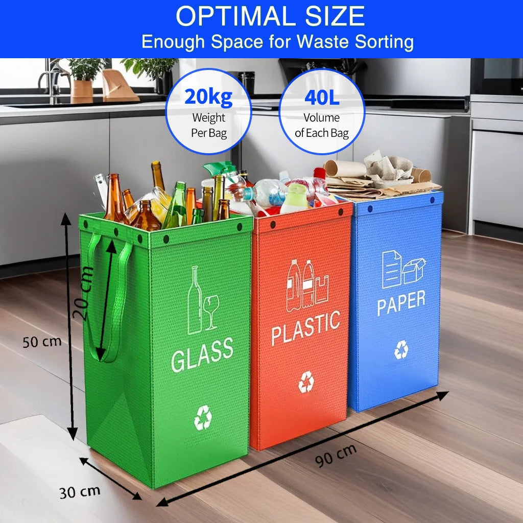 Blue handbag style waterproof rubbish bin with 40L capacity for household waste sorting