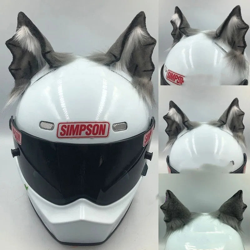 Set of ABS plastic animal ears and tail for motorcycle helmet customisation