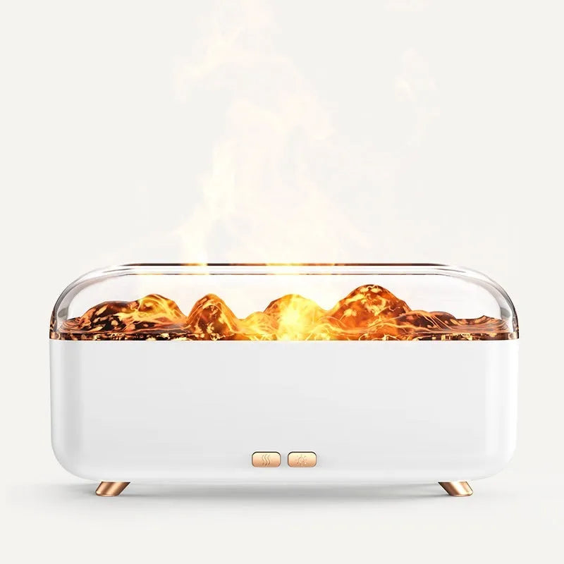 Black household desktop seven-colour flame aroma diffuser with 300ml capacity and Type-C plug-in