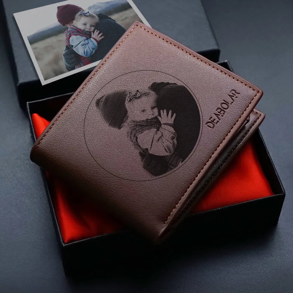 Men's brown leather wallet with a silver zip and seven visible card slots.