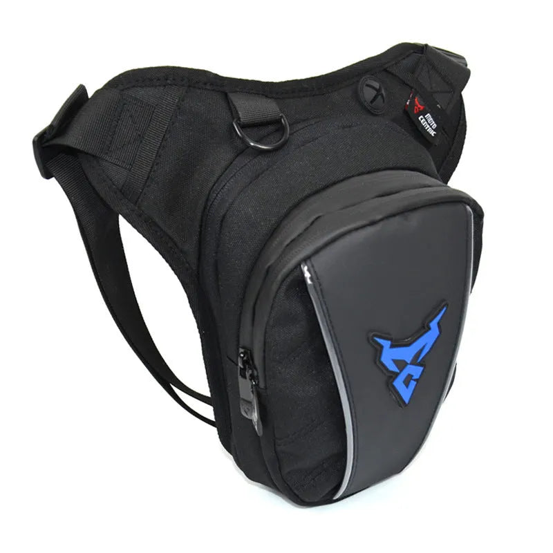 Motorcycle riding leg bag in 1200D Oxford cloth with crossbody shoulder waist attachment
