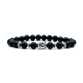 Handmade unisex bracelet with a 19mm Buddha head bead in amethyst, black agate, pink crystal, green gold, or tiger eye stone.