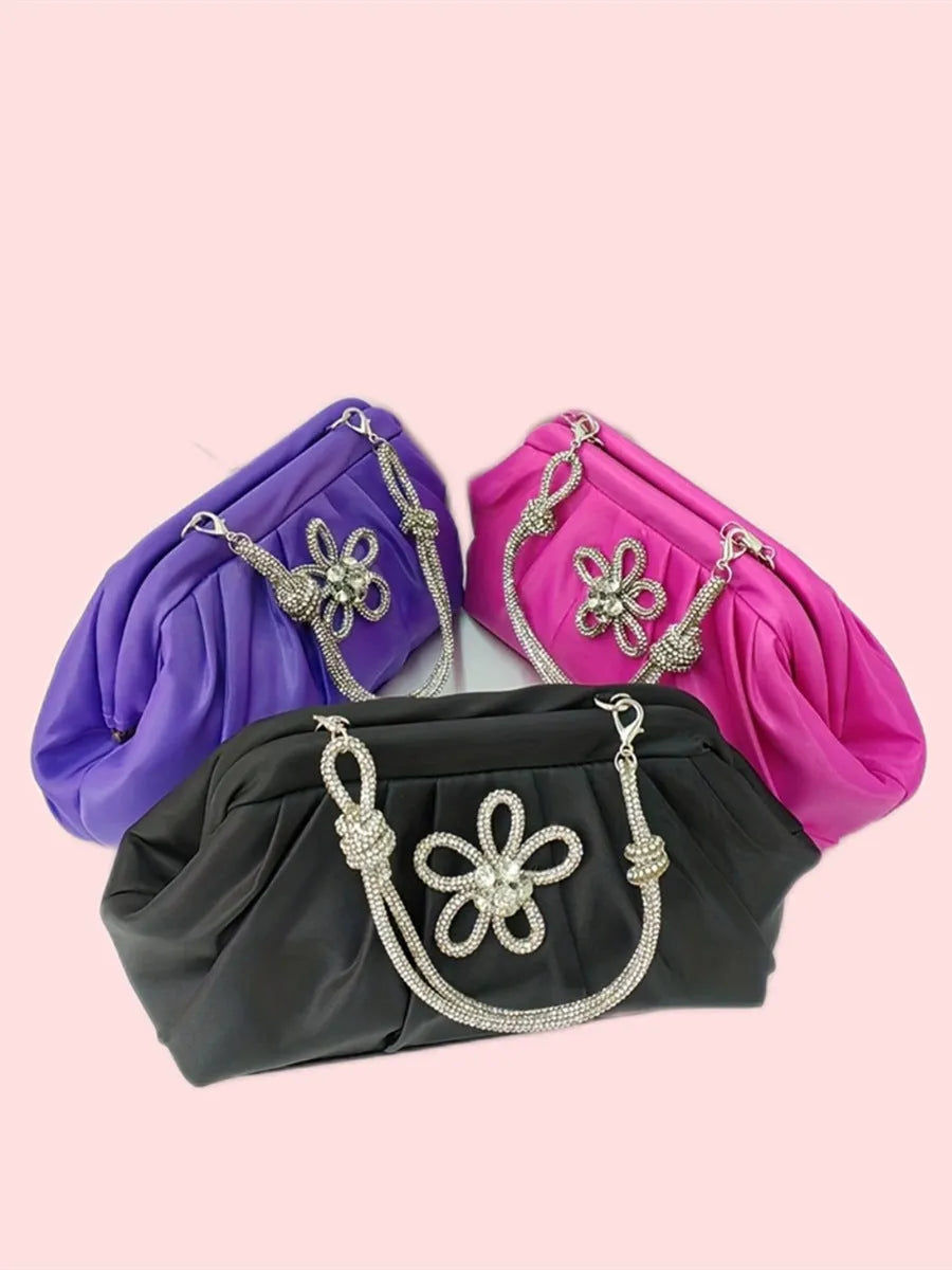 Women's soft polyester crossbody messenger bag in shell shape with chain detail and document compartment