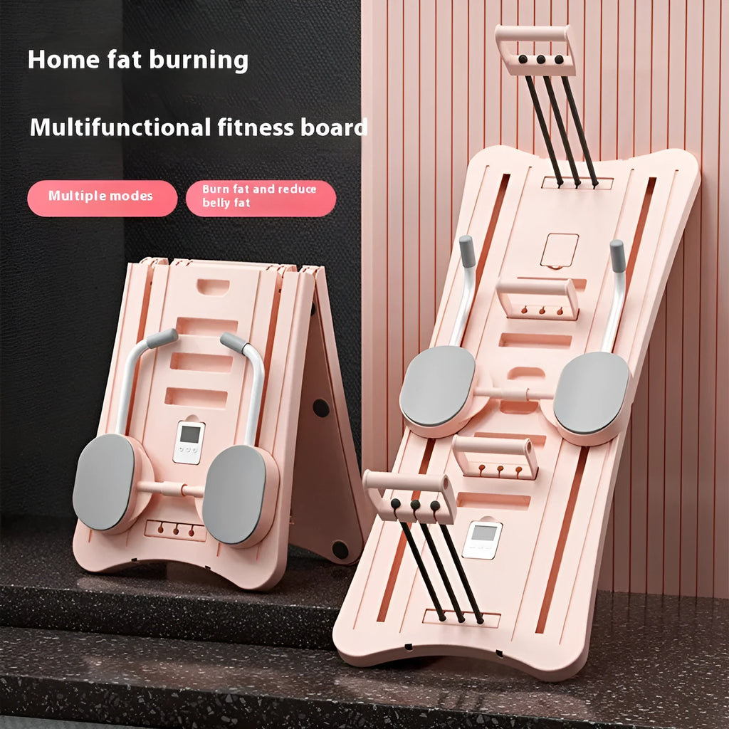 Multifunctional fitness supine board in Cool Black with kneeling mat for abdominal core training