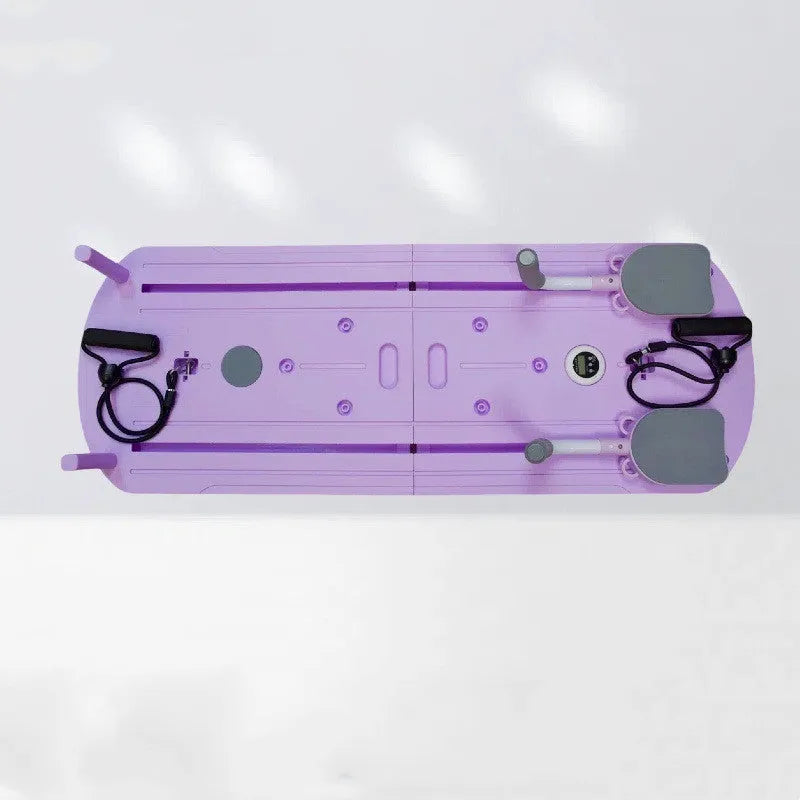 Multi-functional supine board wheel equipment in dark purple and pink for abdominal exercise