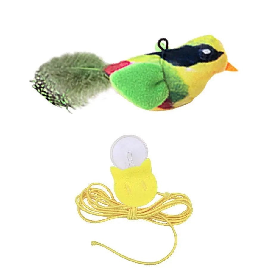 Cat toy simulation will call bird plush hanging teaser with swinging bird and sound for indoor cats