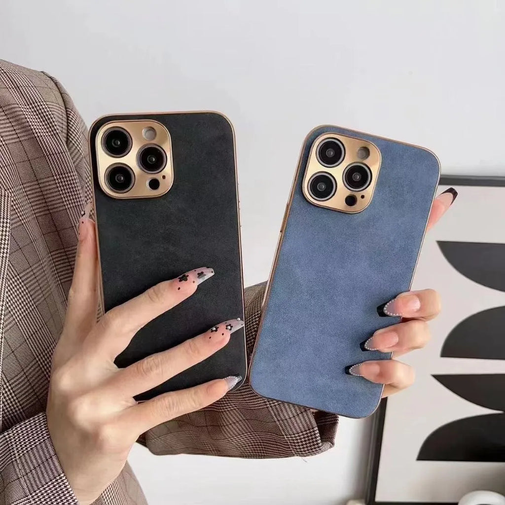 Leather texture phone case in TPU material showing solid colour design for iPhone compatibility