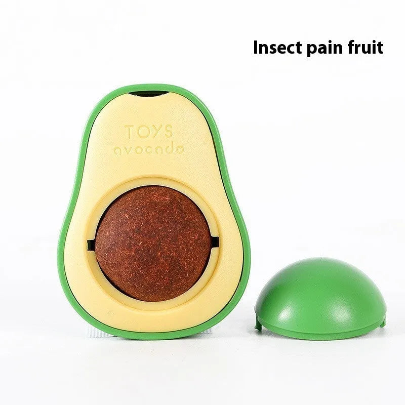 Plastic catnip ball toy with textured teeth cleaning surface in various colours