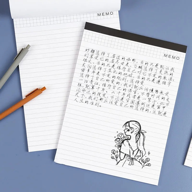 A4 tearable meeting minutes notebook with paper cover showing ivory white interior pages