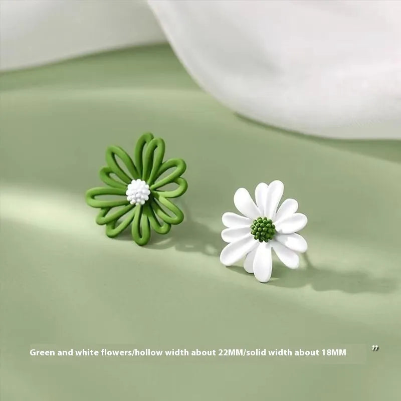 Summer flower stud earrings in alloy with colourful two-tone designs