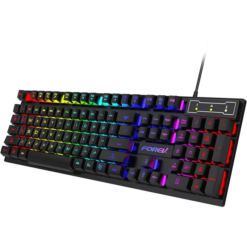 Black 104-key mechanical keyboard with backlight and 1.5m cable, compatible with Windows PCs