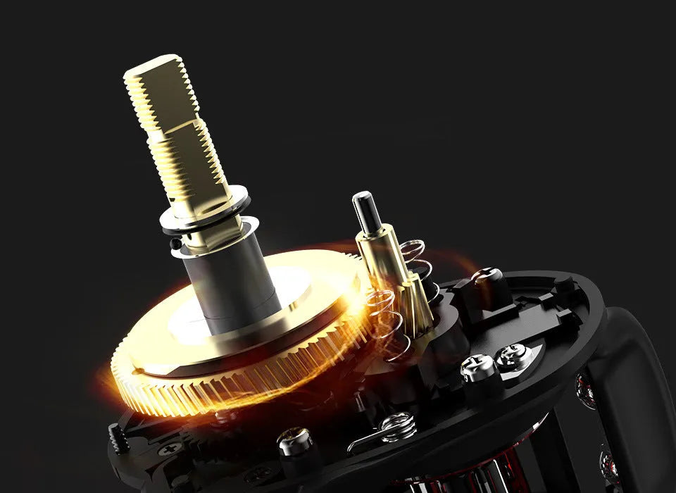 Drip Wheel fishing reel with left or right hand wheel configuration and rocking wheel line management system
