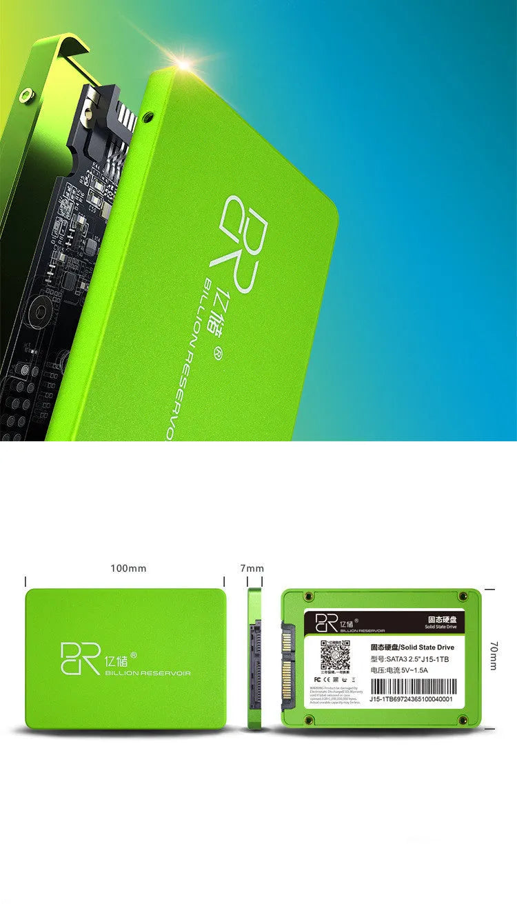 Black 2.5-inch SATA solid-state drive for desktop and notebook computers.