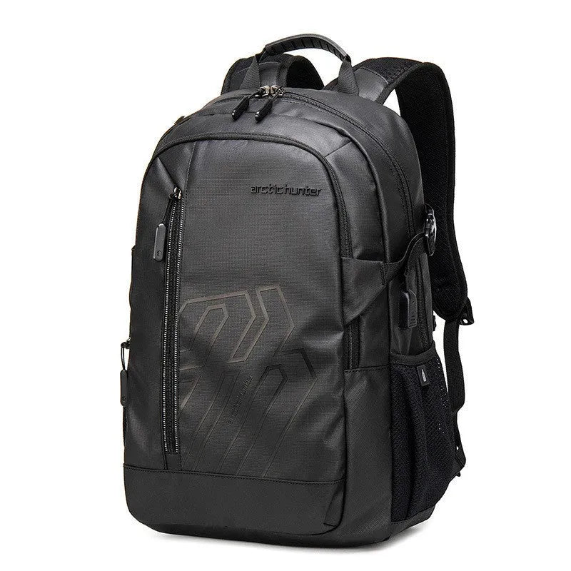 Blue plaid pattern 18 inch casual computer backpack with curved shoulder straps
