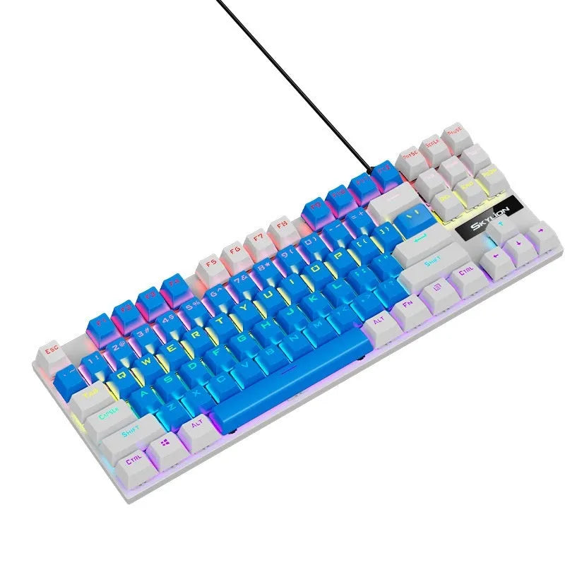 K87 mechanical keyboard with metal frame in selected colour, showing wired USB connection.