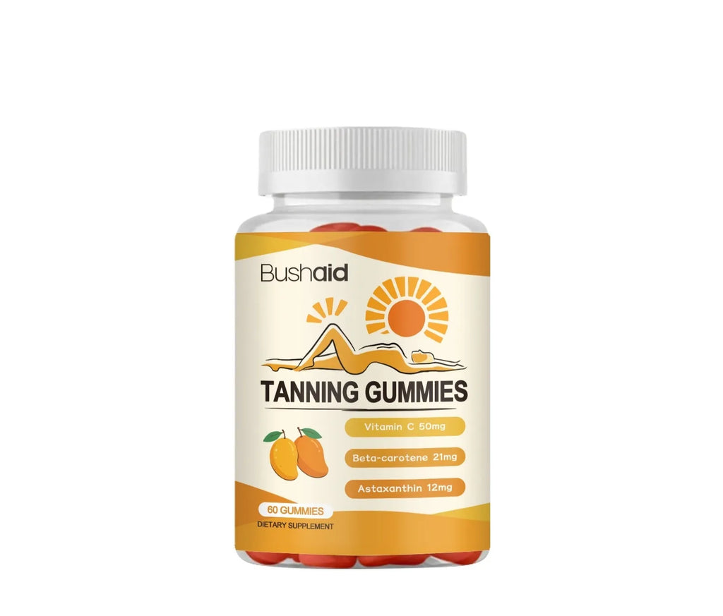 Pack of 60 Meihei white cap gummy supplements containing astaxanthin, lycopene, and vitamins.