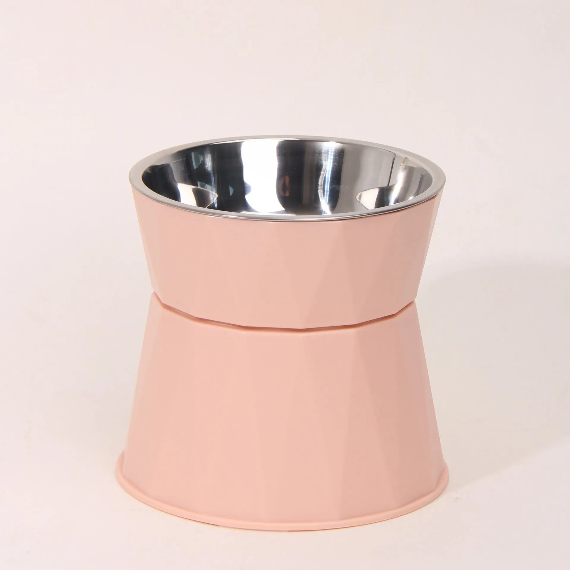 High foot pet stainless steel bowl for cats in blue, pink, and white colour options