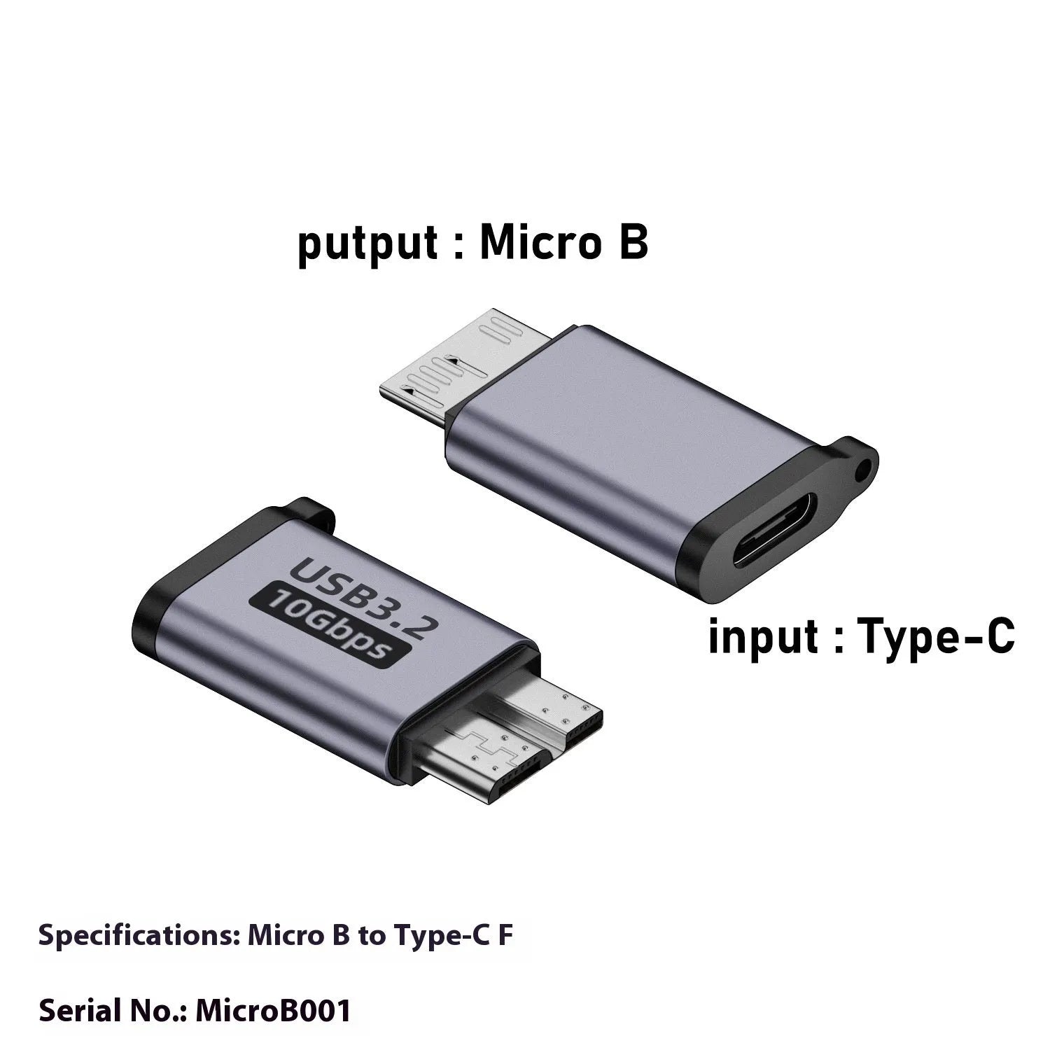 USB AM to Micro-B adapter connector with four different micro interface head options.