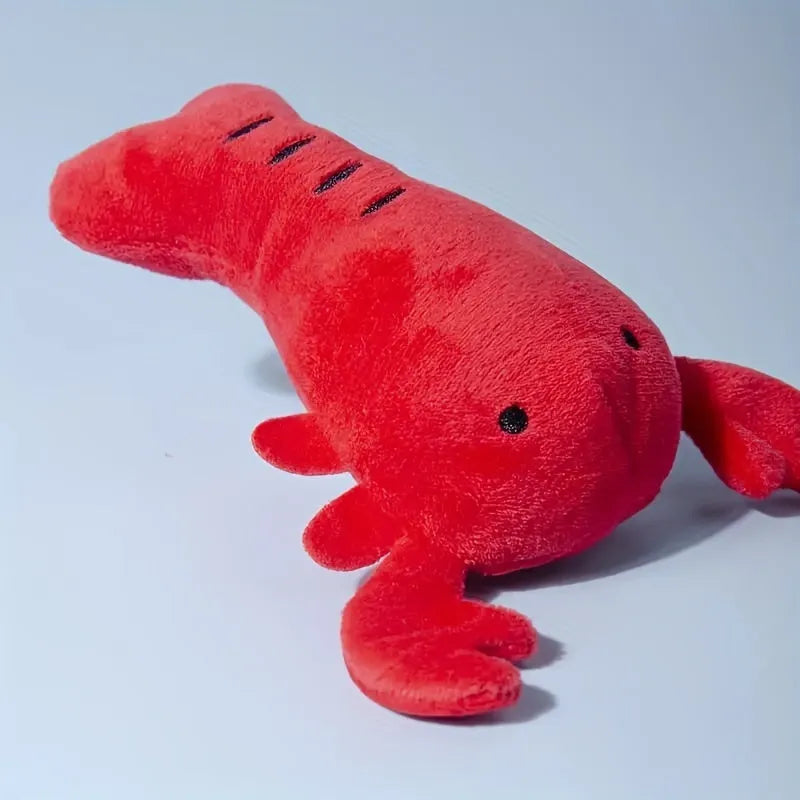 Red lobster shaped squeaky plush dog toy for small and medium breeds