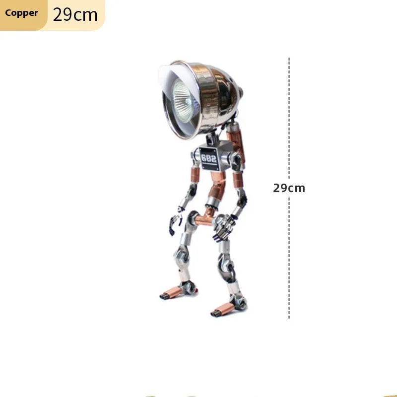 Creative robot atmosphere light with custom graphics in silver copper metallic finish