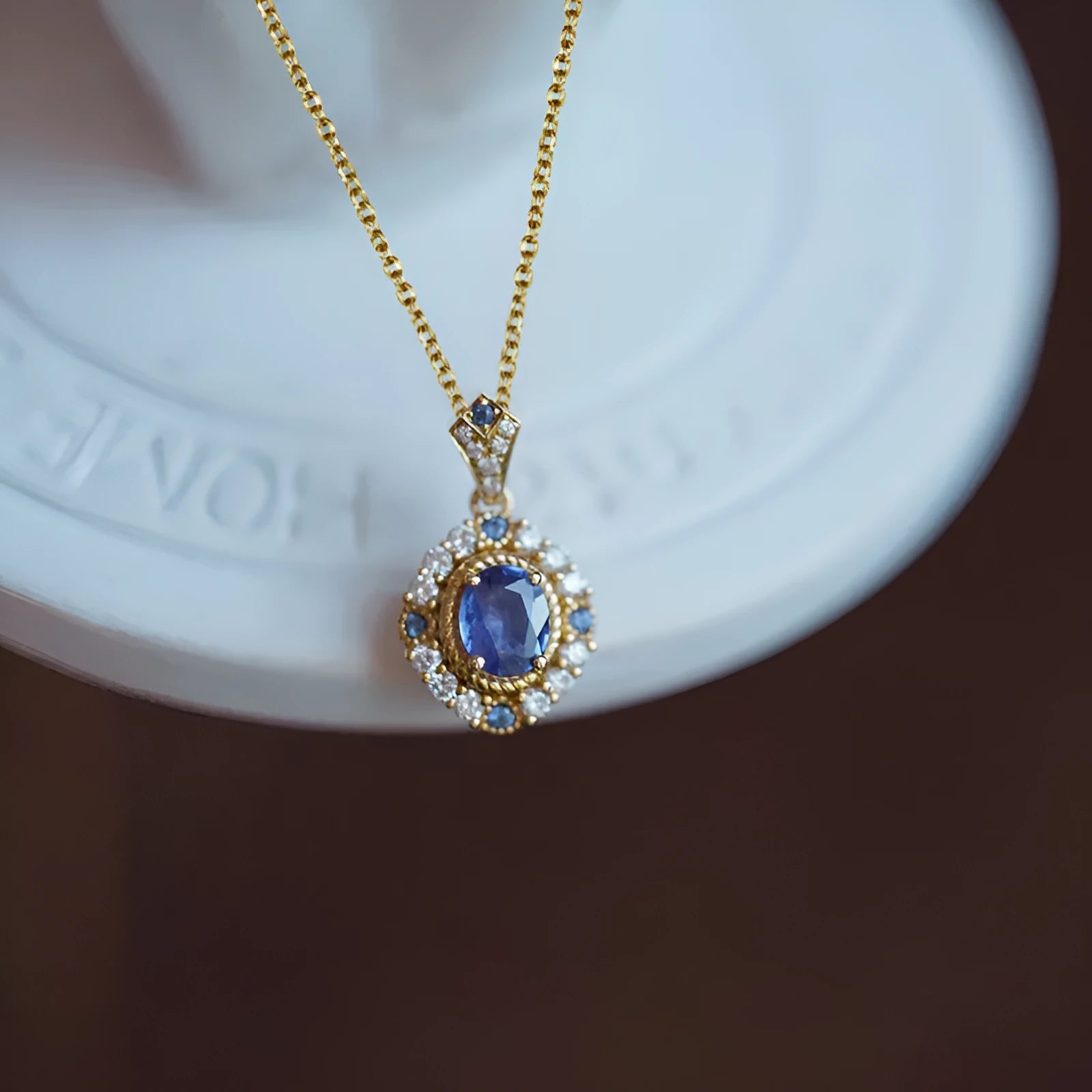 Huitan women's necklace with mixed gem pendant on adjustable golden chain