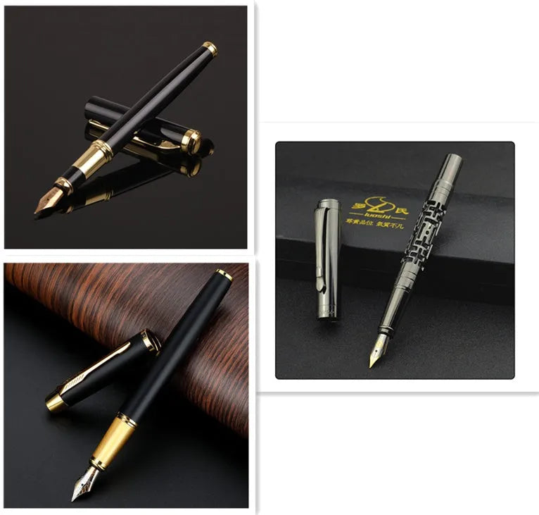 Red and black metal ink pens with 0.5mm Yijin nibs for business and student writing