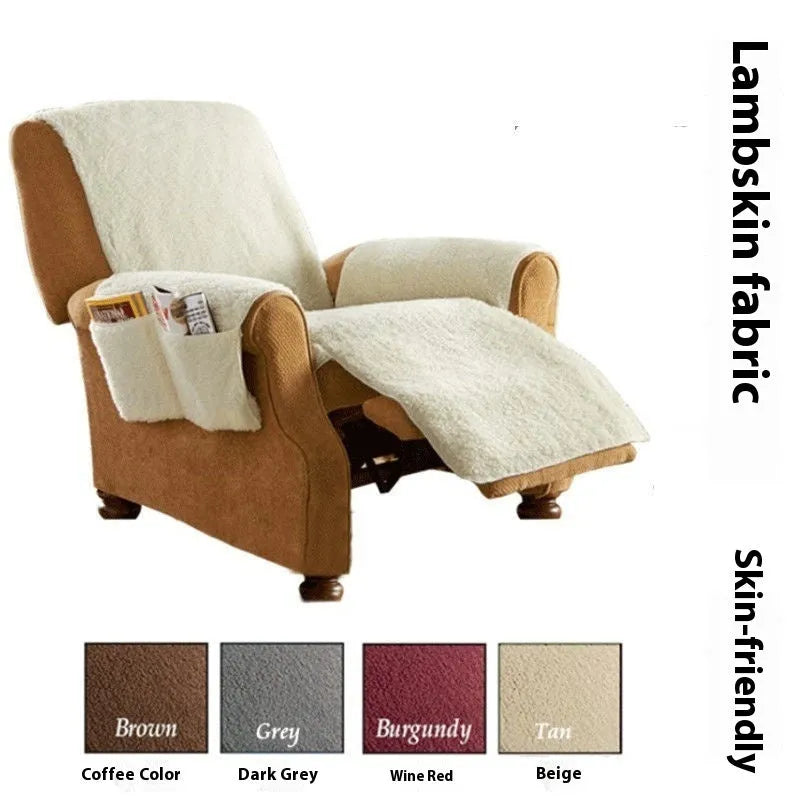 Polyester sofa cushion cover in lamb wool beige colour showing universal fit design