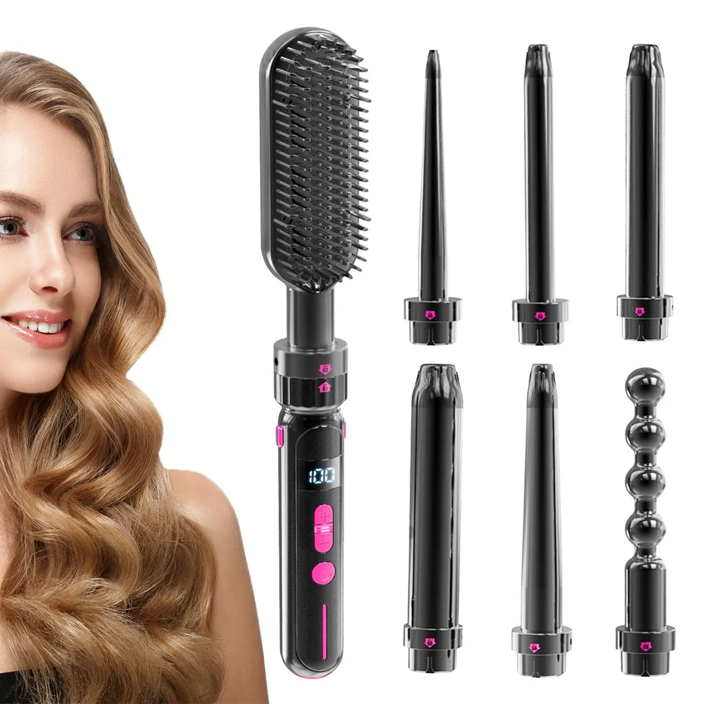 Black ceramic curly hair sticks with dual-purpose roll and straight function, 21-30mm diameter, spray coating shell