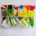 142-piece fishing lure kit with metal pliers and hard mino sequins in multiple colours