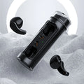 Bluetooth TWS wireless earbuds with digital display and charging compartment in black