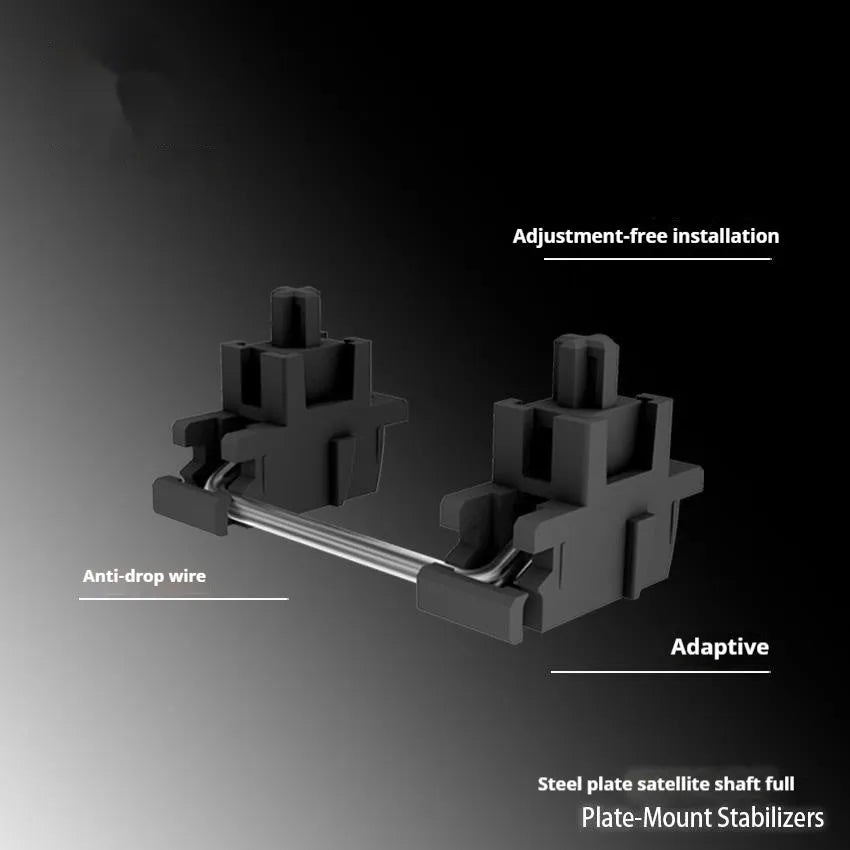 Black and milky white mechanical keyboard satellite axis stabilisers for 6.25U and 7U layouts.