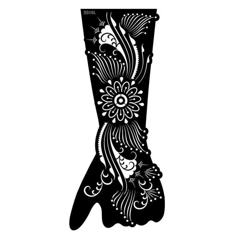 Pack of geometric hollow template tattoo stickers with machine-cut paper stencils for DIY art.