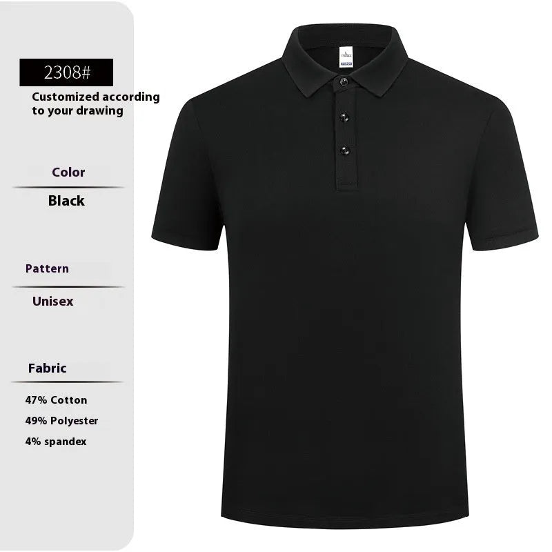 High-end workwear polo shirt for men summer short sleeve cotton blend solid colour regular fit