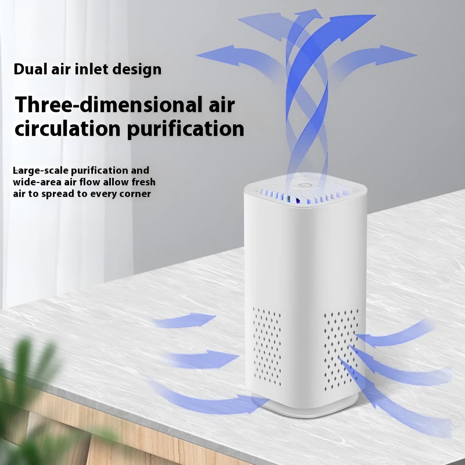 Mini USB air purifier in black and white colour options for cars and small rooms