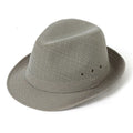 Men's thickened fedora hat shown in classic colours with size options from 57 to 60 centimetres.