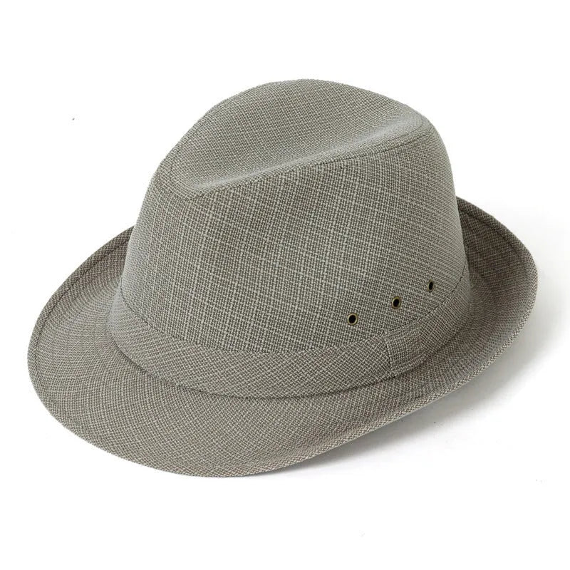 Men's thickened fedora hat shown in classic colours with size options from 57 to 60 centimetres.