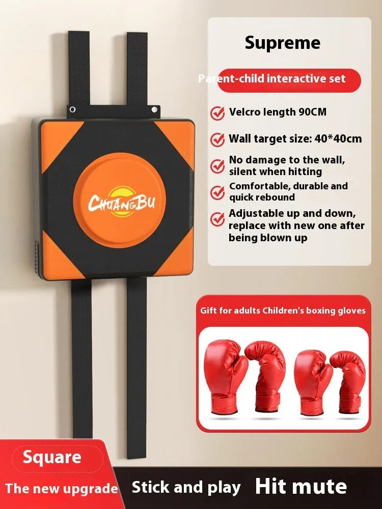 Hanging wall-mounted PU boxing sandbag target for home fitness training.