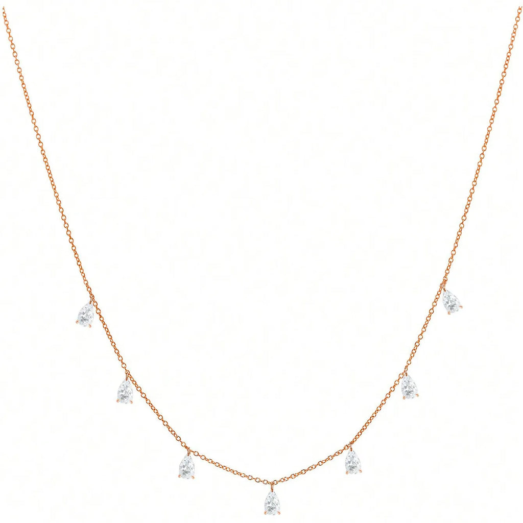 925 silver drop-shaped zircon pendant necklace on an adjustable O-chain in silver, rose gold, or golden yellow.