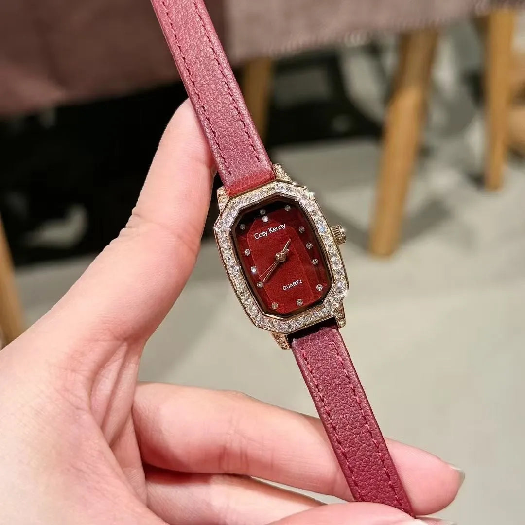 Alloy Chinese-style red women's watch with multiple design patterns and 8mm thickness
