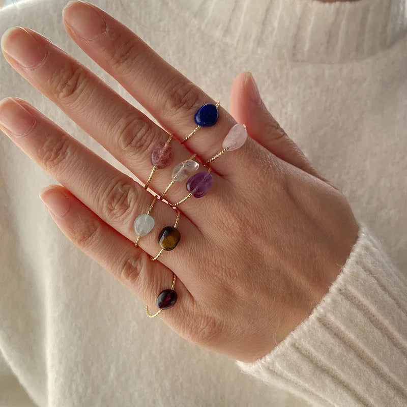 Women's geometric agate ring with original design in natural stone