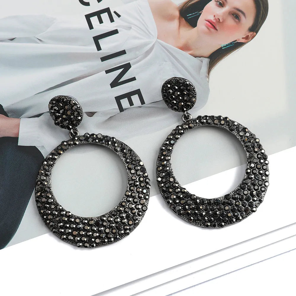 Colourful cartoon style large round pendant earrings with metal alloy construction
