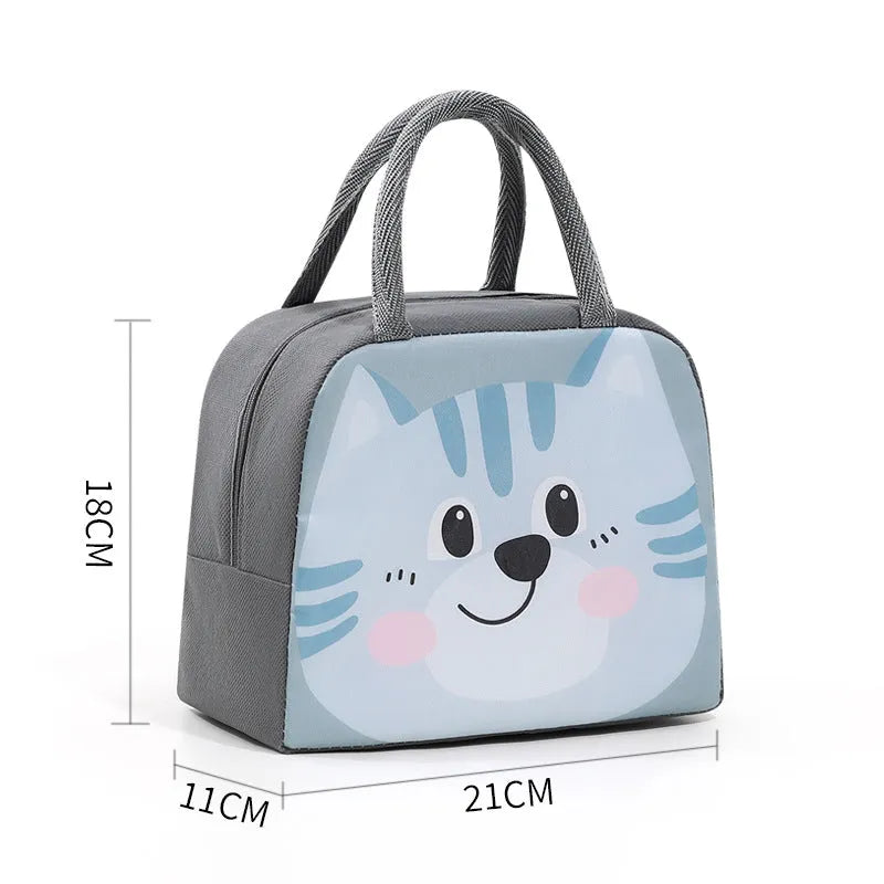 Cartoon insulated lunch box bag in oxford cloth with thermal function for packed lunches