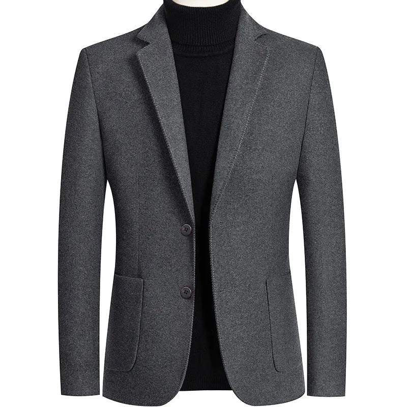 Men's slim fit wool suit jacket in grey colour with polyester lining for autumn winter wear