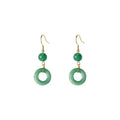Green zinc alloy peace buckle earrings with geometric shape and ring elements for Chinese fashion