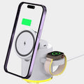 C16 portable magnetic three-in-one wireless folding charger in ivory white and black colour options