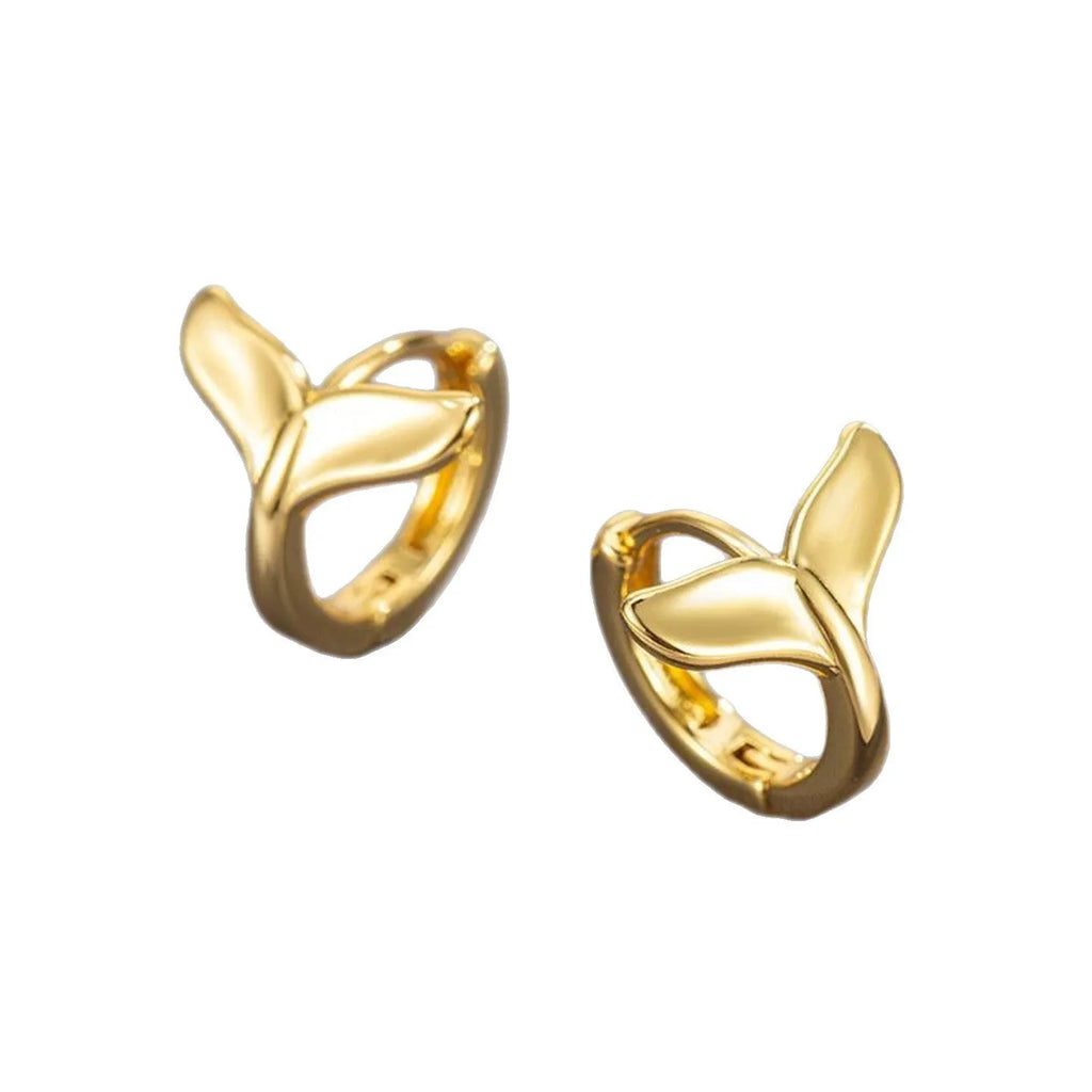 Women's fishtail earrings in copper with electroplated gold finish, simple all-match design