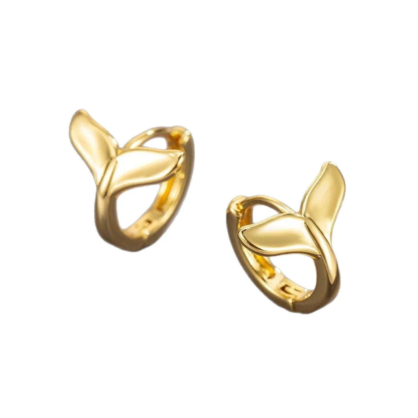 Women's fishtail earrings in copper with electroplated gold finish, simple all-match design