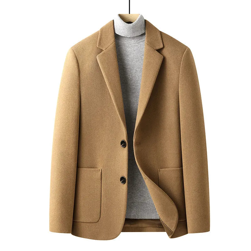 Men's slim fit wool suit jacket in grey colour with polyester lining for autumn winter wear