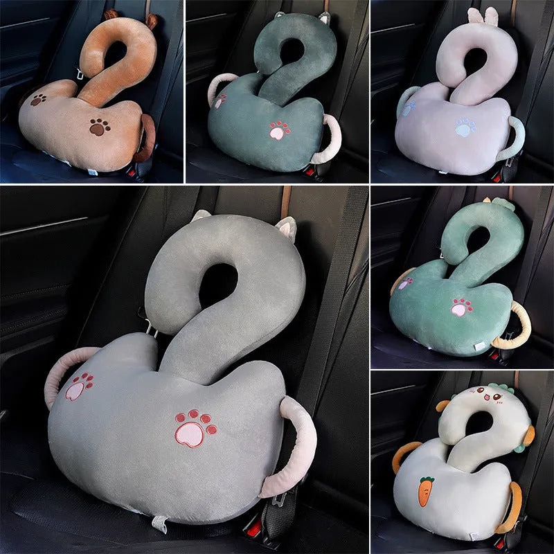 Square 65cm cartoon animal cushion pillow showing capybara, cat, dinosaur, rabbit, and toast design options